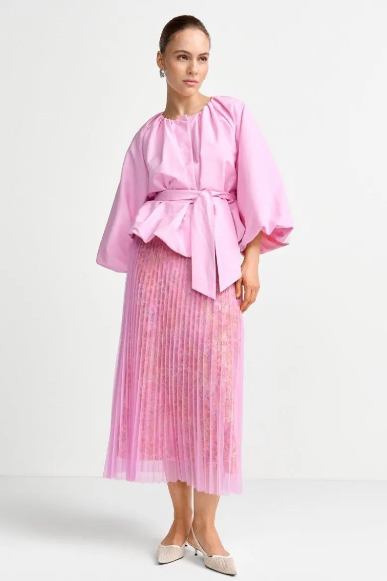 Midi-Plisseerock mit Blumenprint