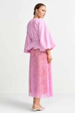 Midi-Plisseerock mit Blumenprint