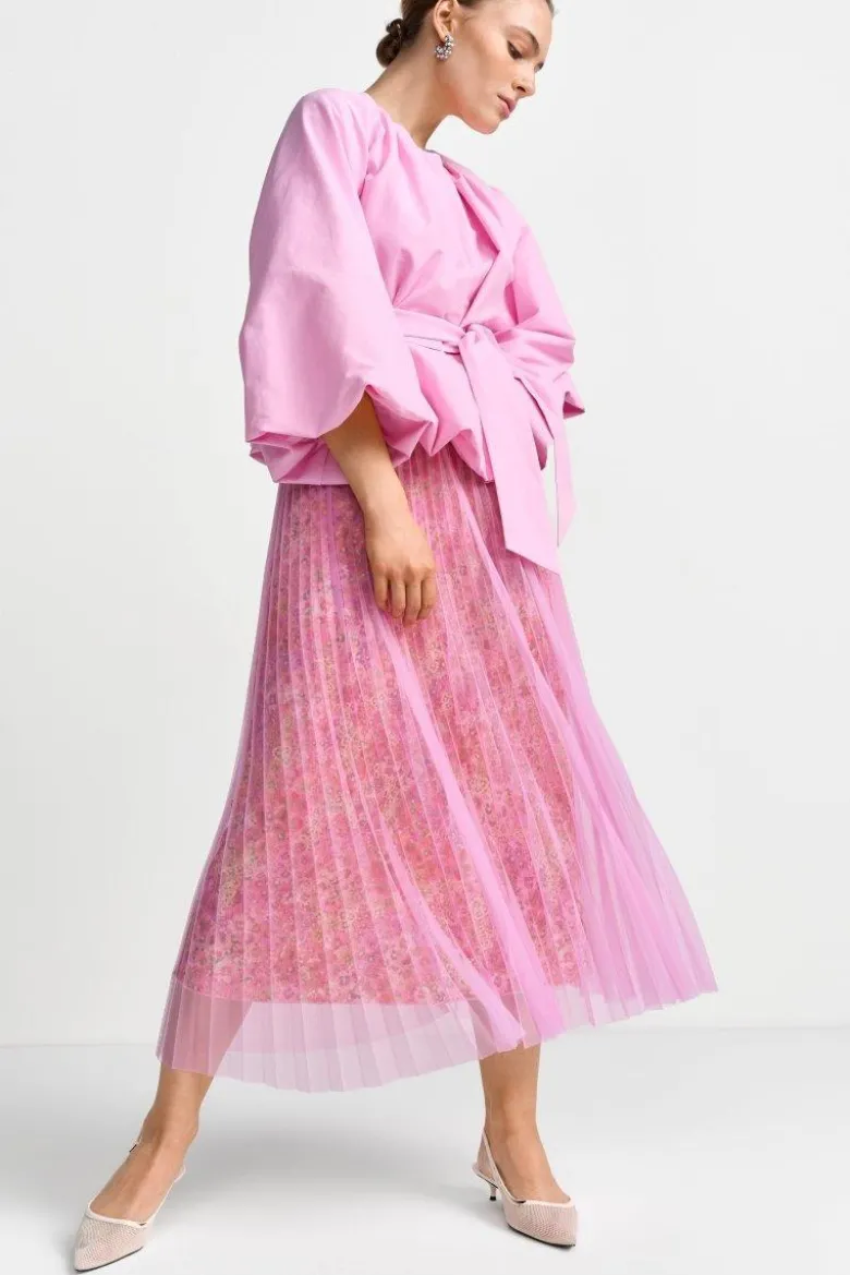 Midi-Plisseerock mit Blumenprint