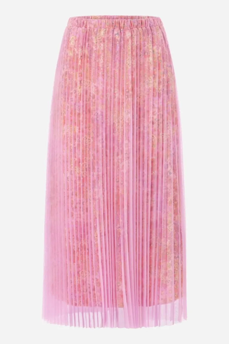 Midi-Plisseerock mit Blumenprint