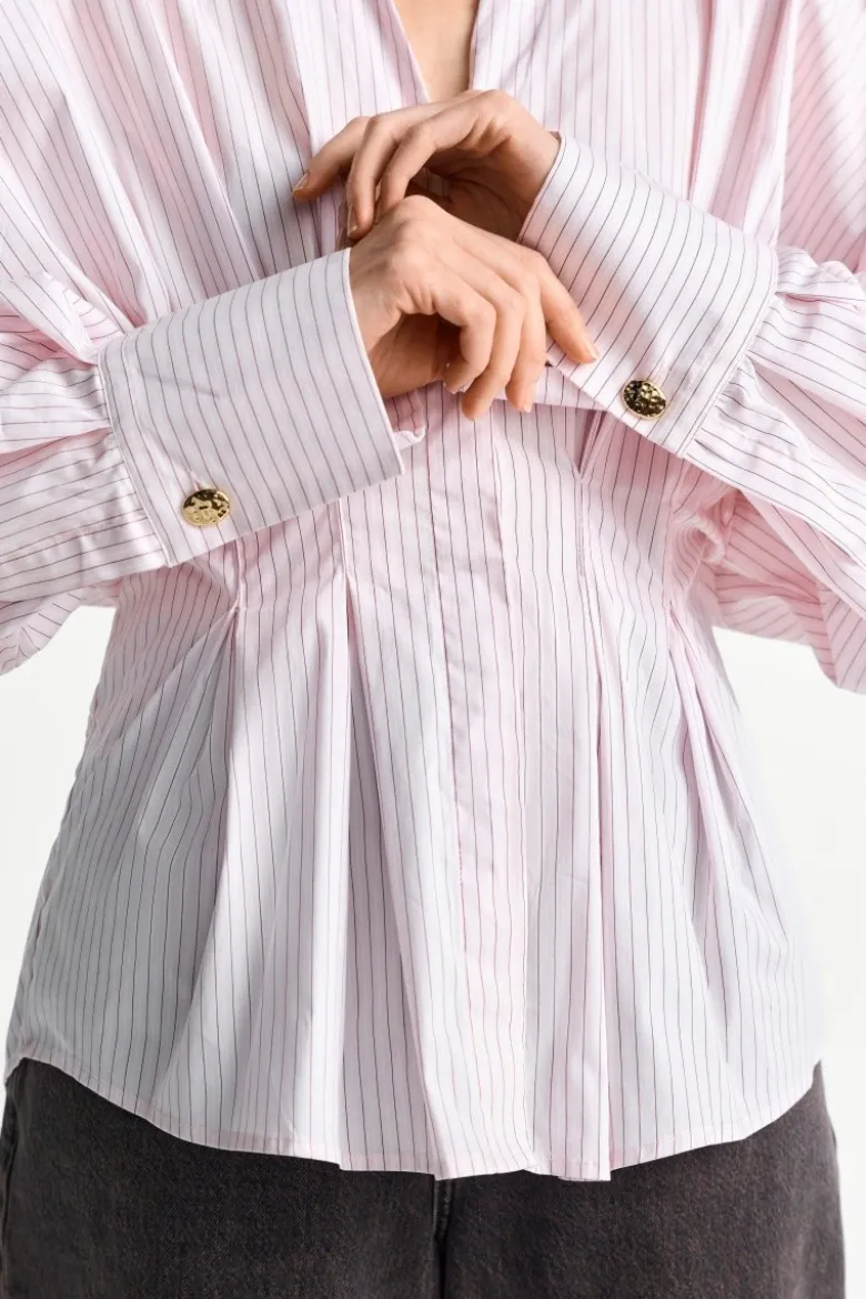 Nadelstreifen-Bluse mit Peplum