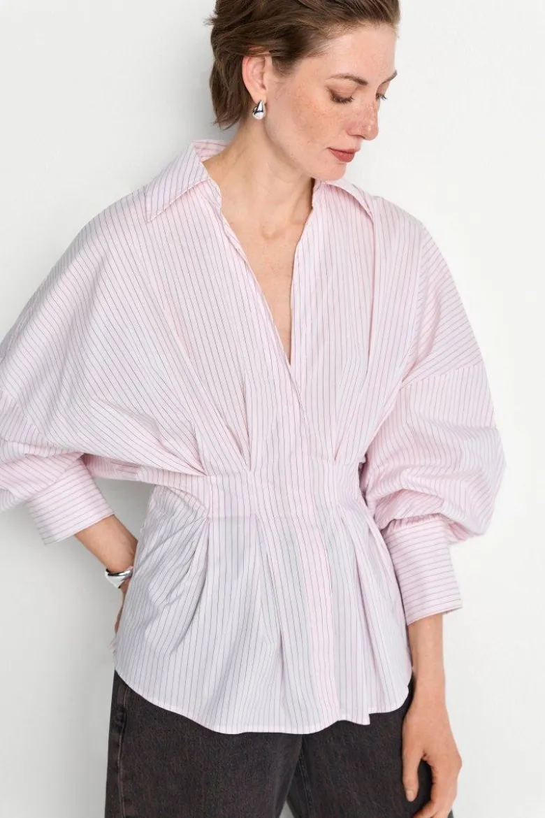 Nadelstreifen-Bluse mit Peplum