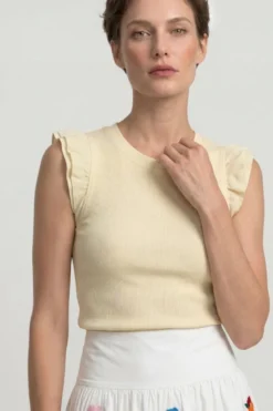 Organic Rib Volant Top