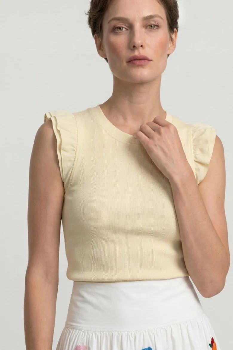 Organic Rib Volant Top