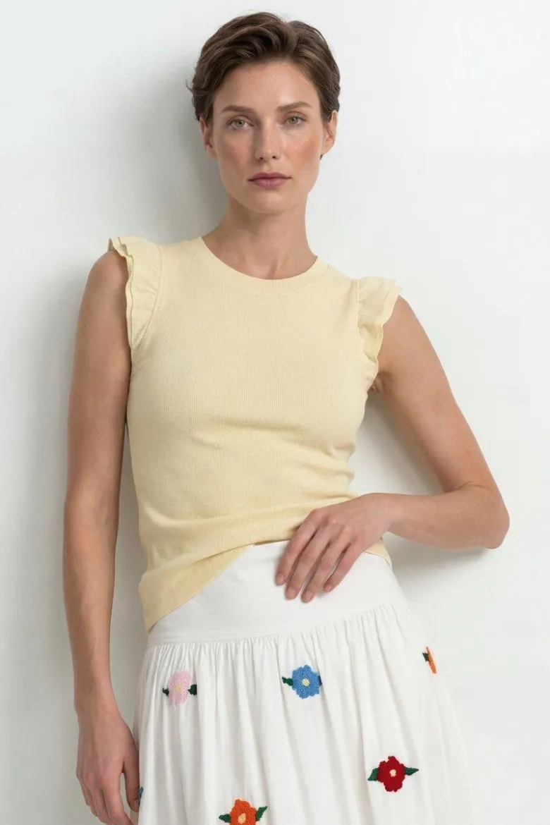 Organic Rib Volant Top