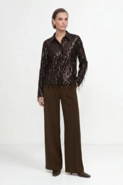 Pailletten-Hemdbluse