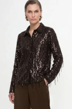 Pailletten-Hemdbluse