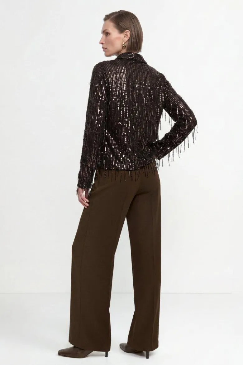 Pailletten-Hemdbluse