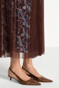 Plisseerock mit Tüll-Overlay Midi