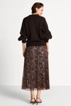 Plisseerock mit Tüll-Overlay Midi