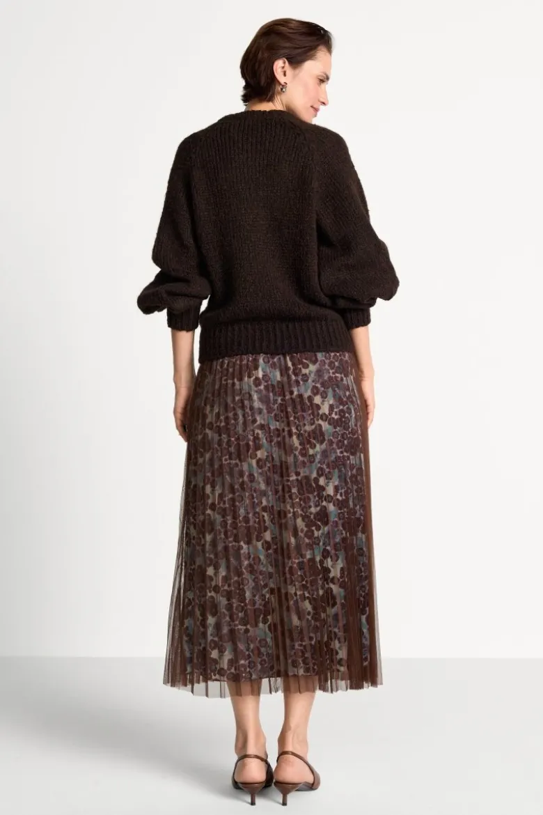 Plisseerock mit Tüll-Overlay Midi