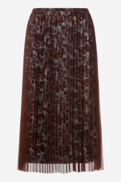 Plisseerock mit Tüll-Overlay Midi