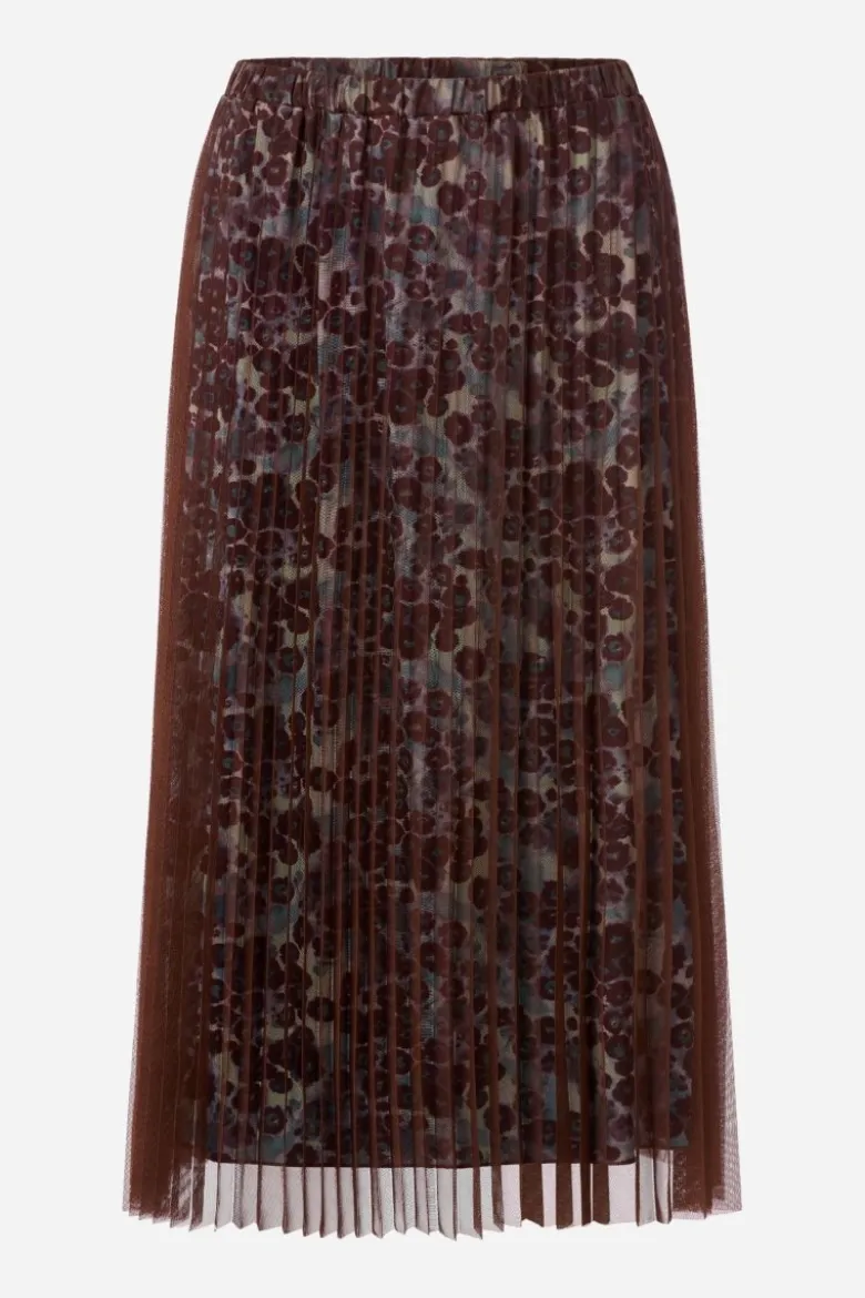 Plisseerock mit Tüll-Overlay Midi