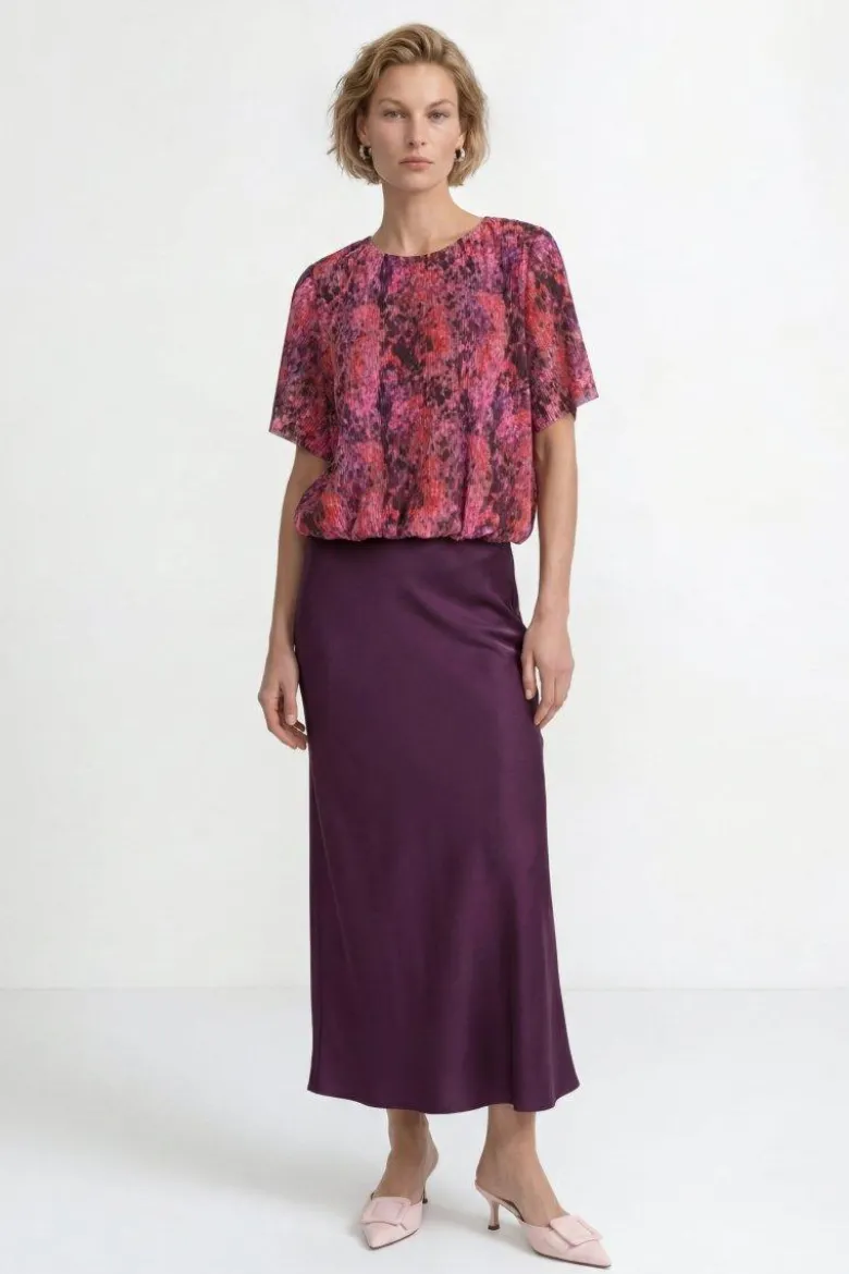 Plissee-Shirt mit Print