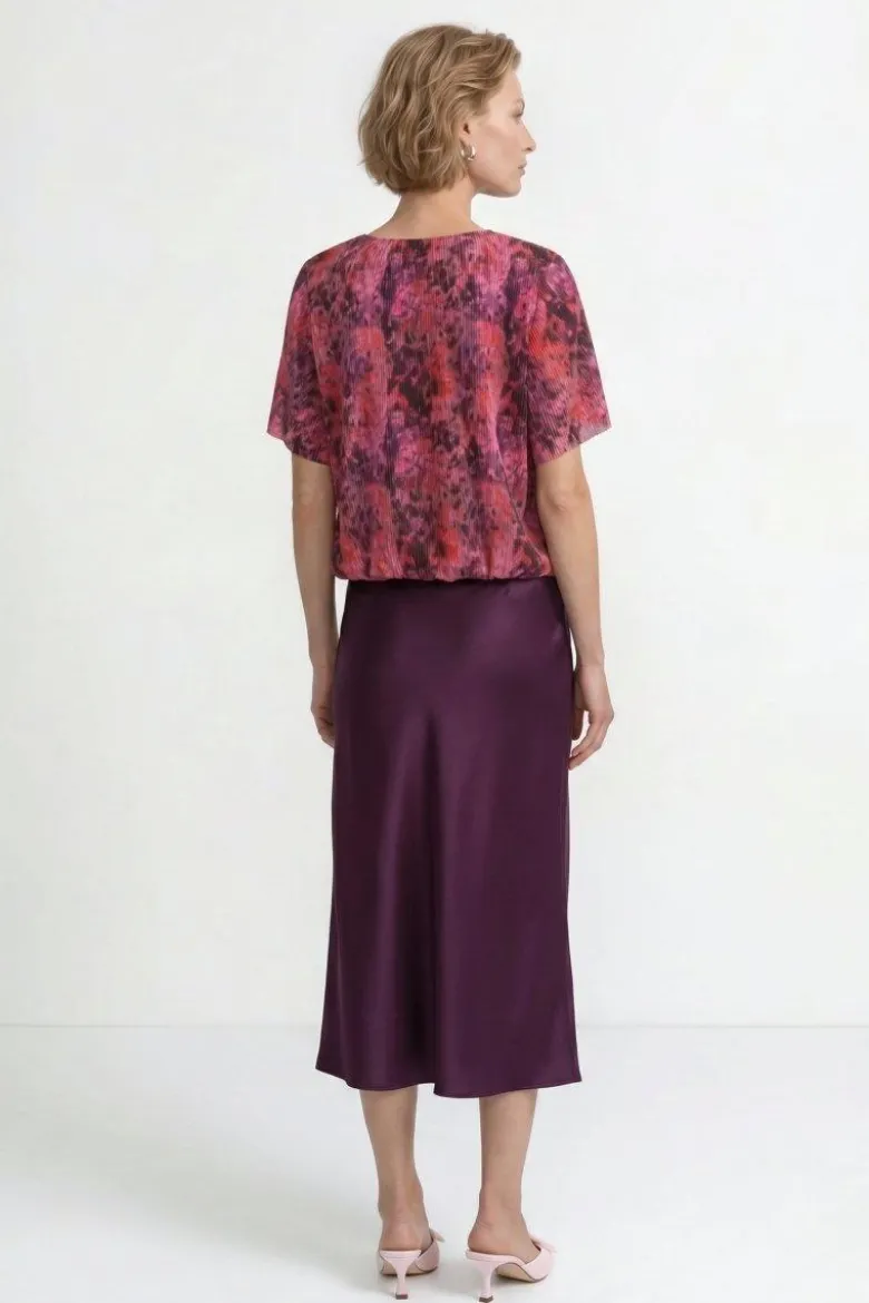 Plissee-Shirt mit Print