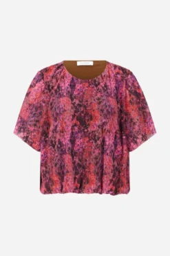 Plissee-Shirt mit Print