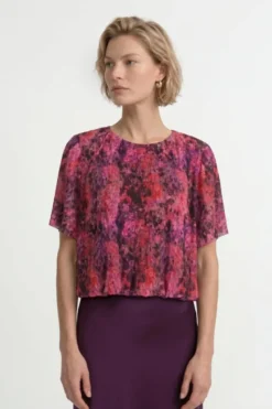 Plissee-Shirt mit Print