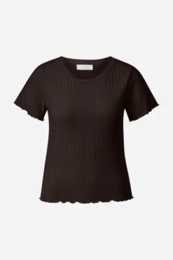 Ripp-Shirt mit Rüschensaum