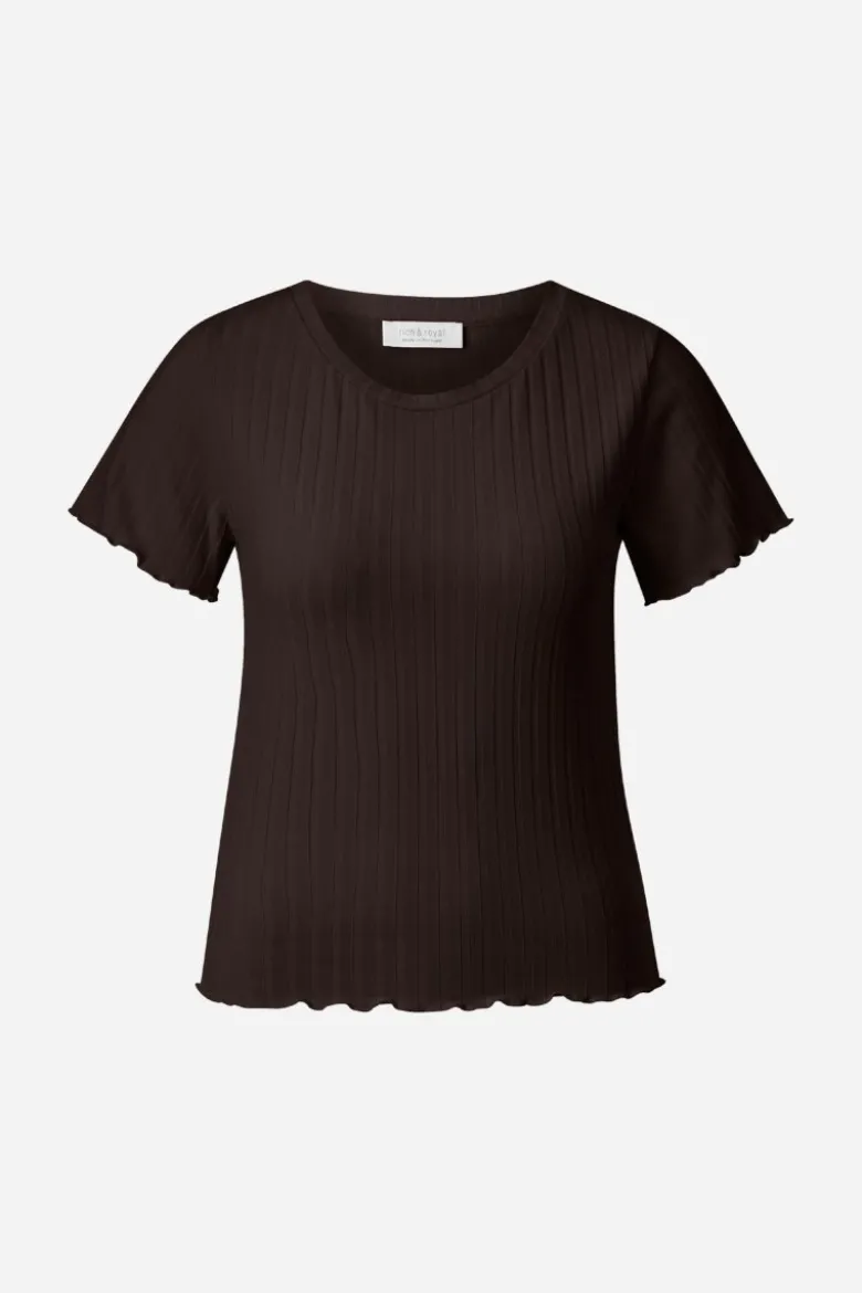 Ripp-Shirt mit Rüschensaum