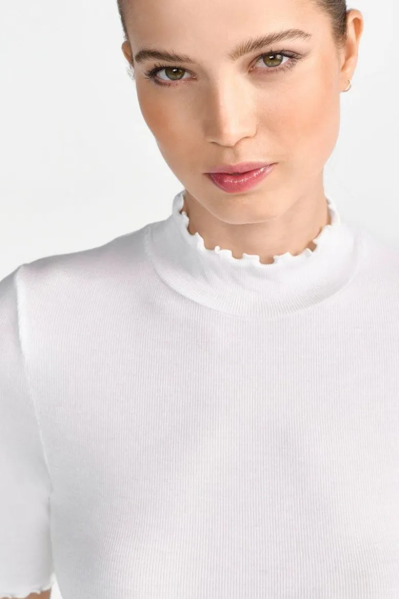 Rippshirt mit Stehkragen
