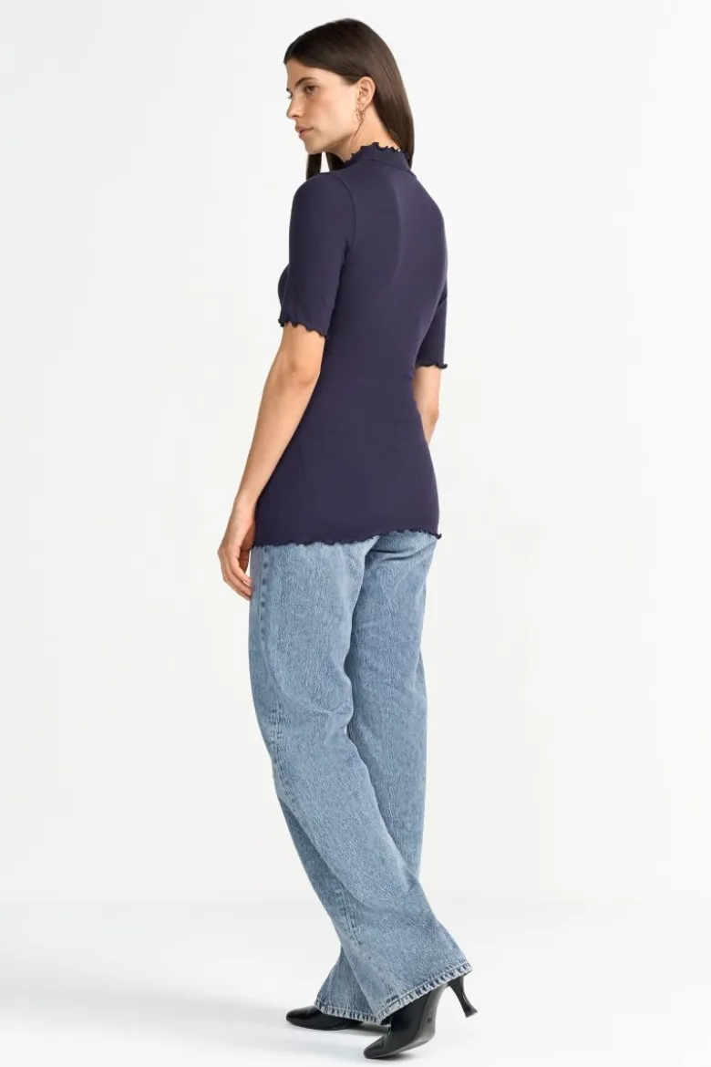 Rippshirt mit Stehkragen