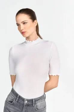 Rippshirt mit Stehkragen