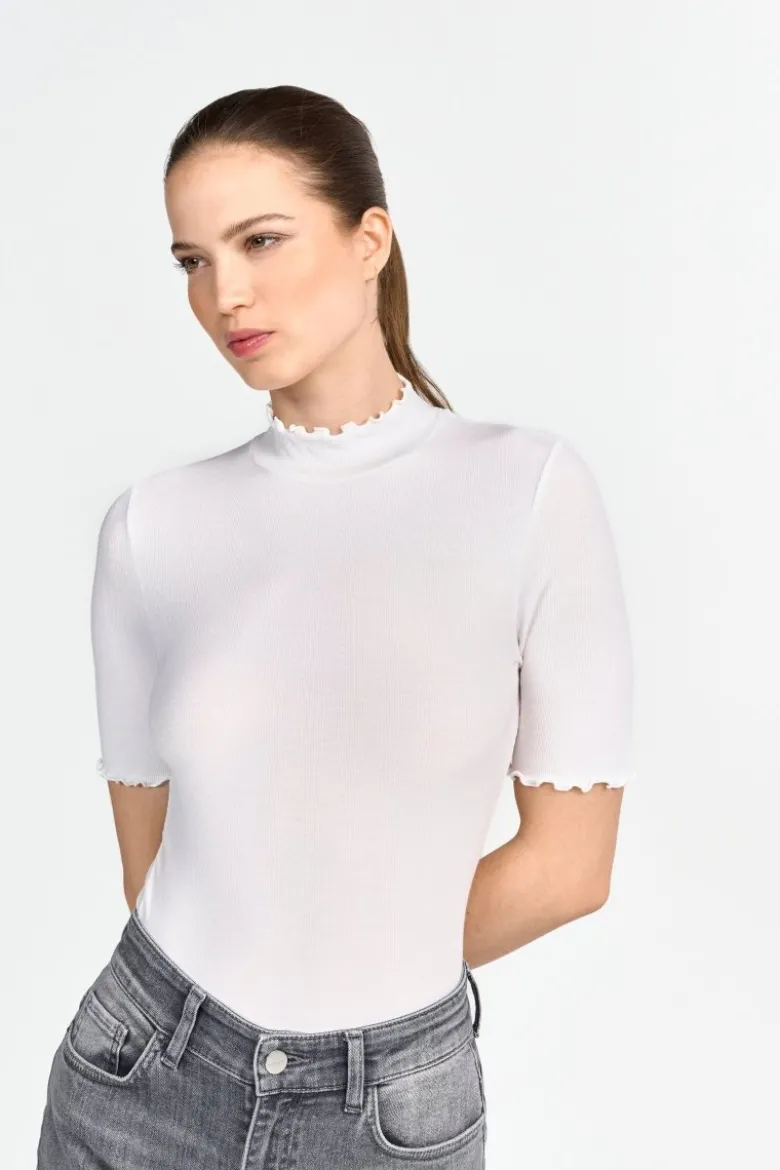 Rippshirt mit Stehkragen