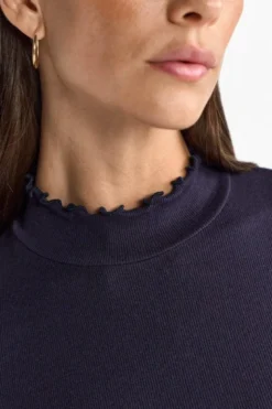 Rippshirt mit Stehkragen