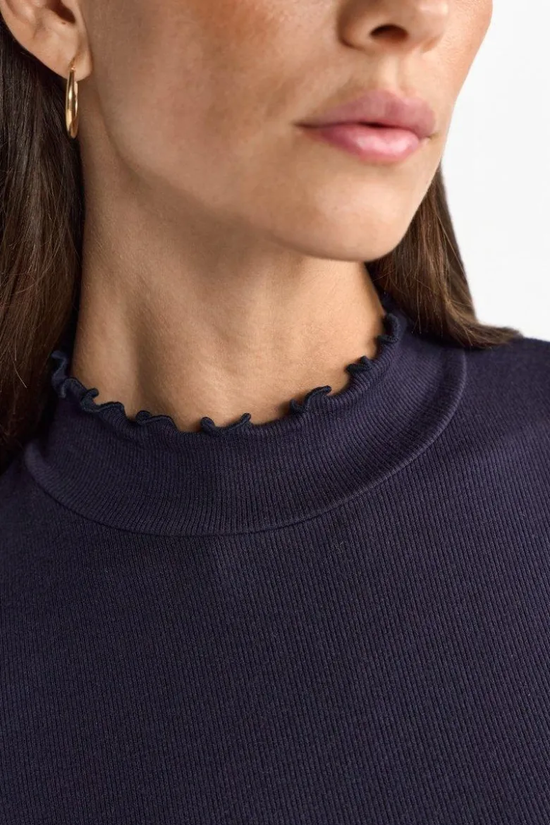 Rippshirt mit Stehkragen