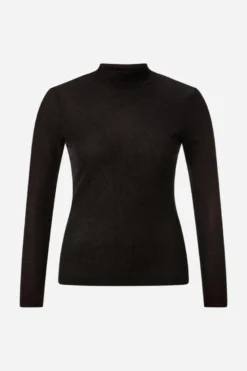 Rippstrick-Longsleeve mit Stehkragen