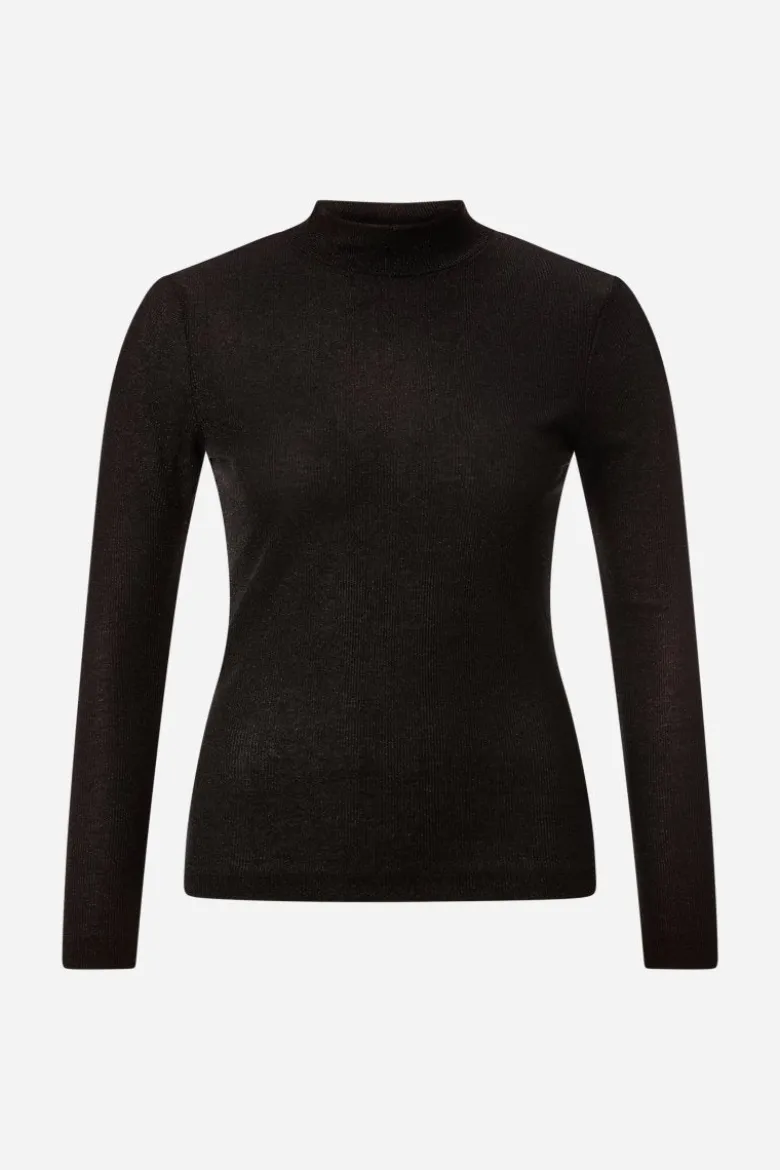 Rippstrick-Longsleeve mit Stehkragen
