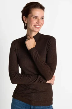 Rippstrick-Longsleeve mit Stehkragen