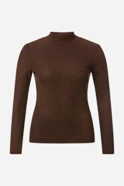 Rippstrick-Longsleeve mit Stehkragen