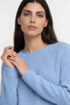 Rippstrickpullover mit Crewneck