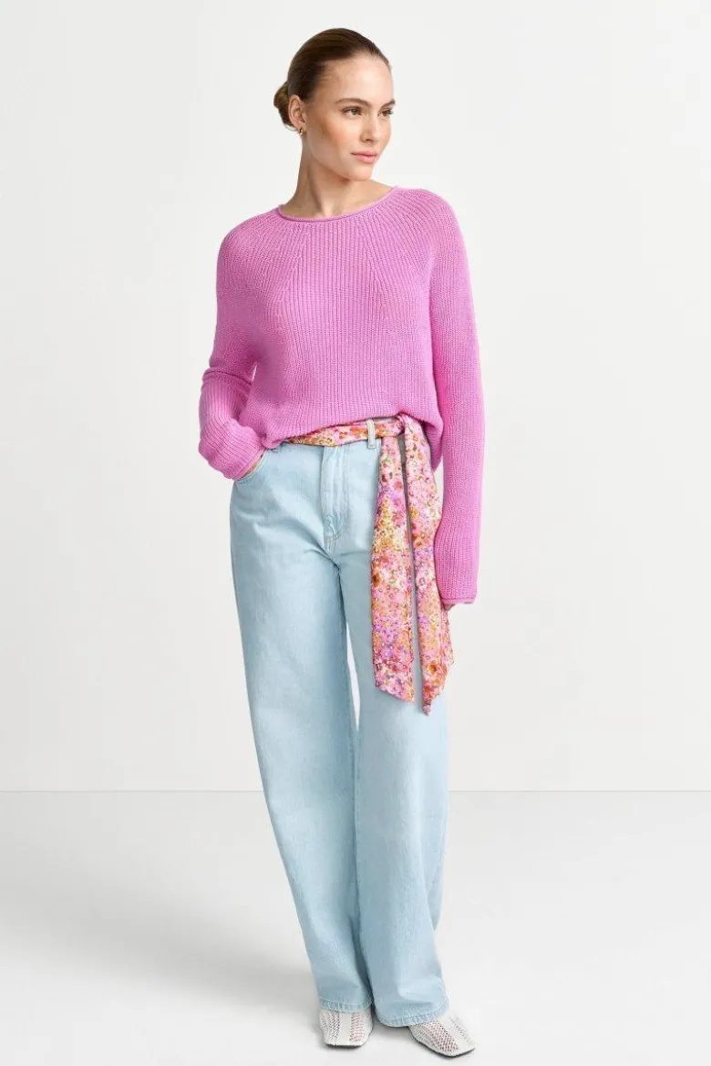 Rippstrickpullover mit Crewneck