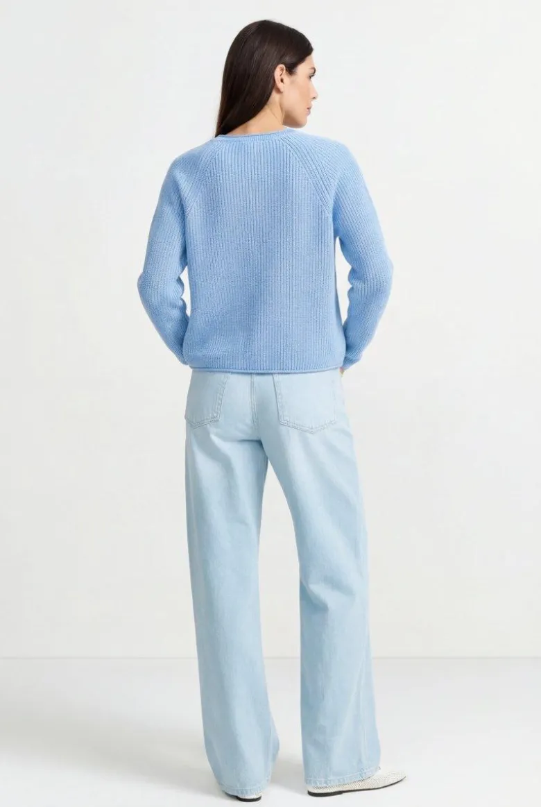 Rippstrickpullover mit Crewneck
