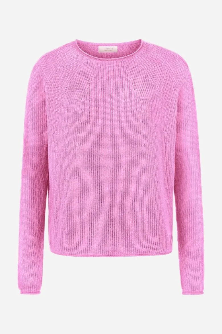 Rippstrickpullover mit Crewneck
