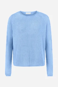 Rippstrickpullover mit Crewneck