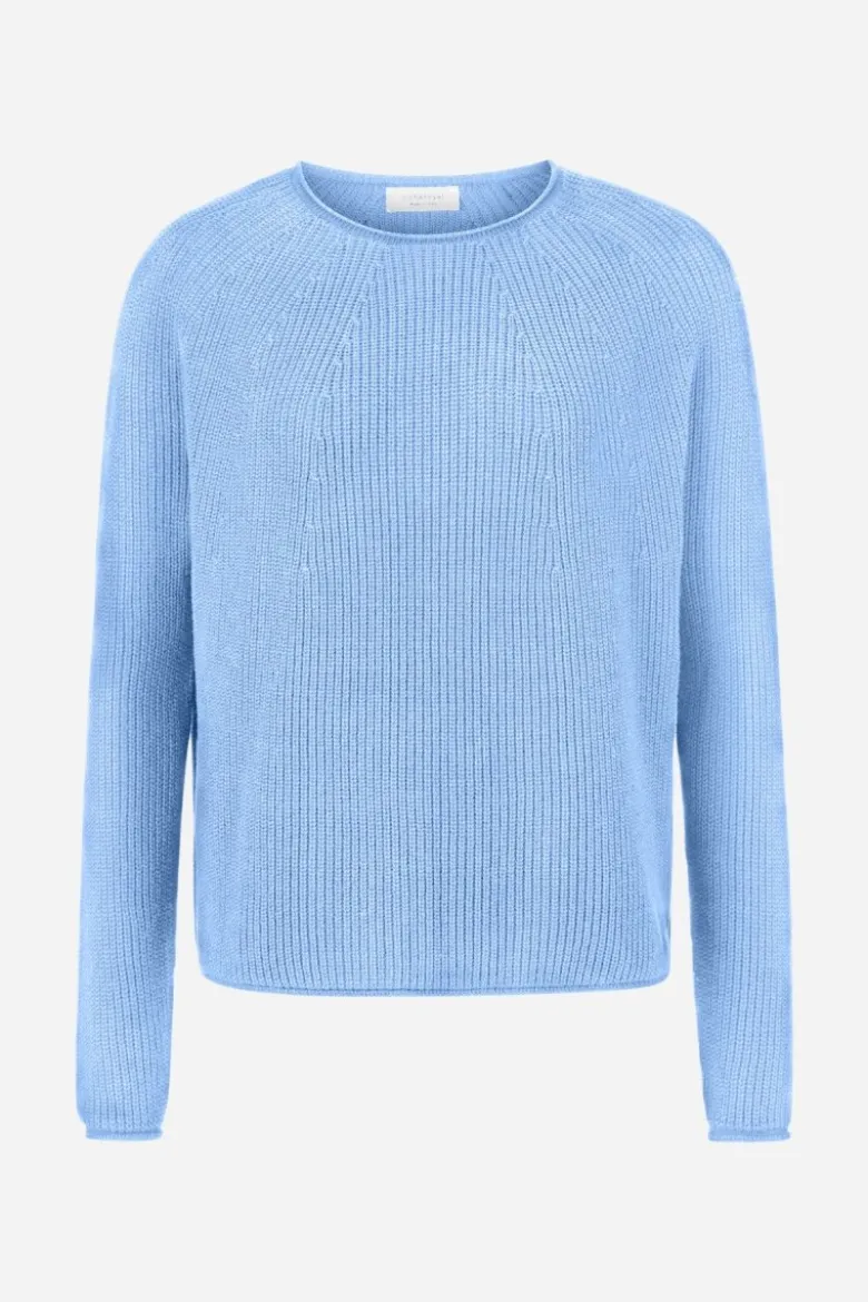 Rippstrickpullover mit Crewneck