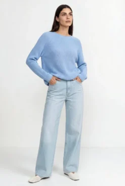 Rippstrickpullover mit Crewneck