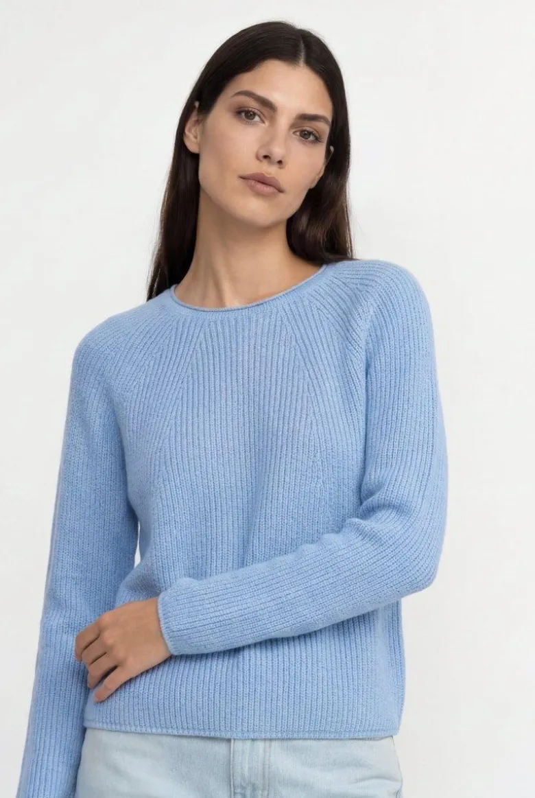 Rippstrickpullover mit Crewneck