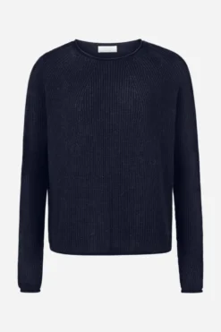 Rippstrickpullover mit Crewneck