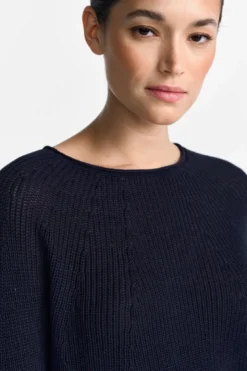 Rippstrickpullover mit Crewneck