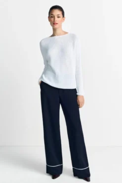 Rippstrickpullover mit Crewneck