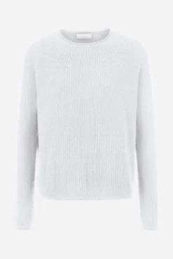 Rippstrickpullover mit Crewneck