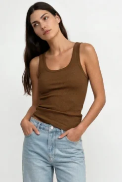 Ripp-Tanktop mit Rundhalsausschnitt
