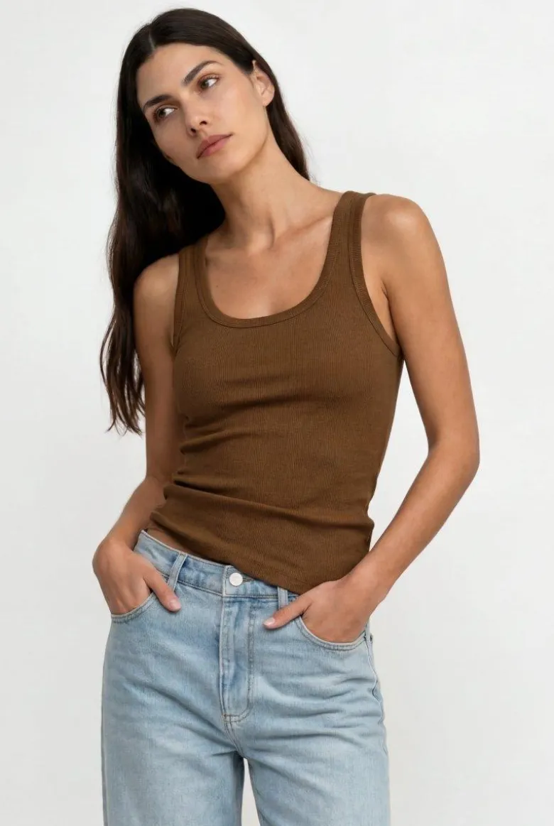 Ripp-Tanktop mit Rundhalsausschnitt