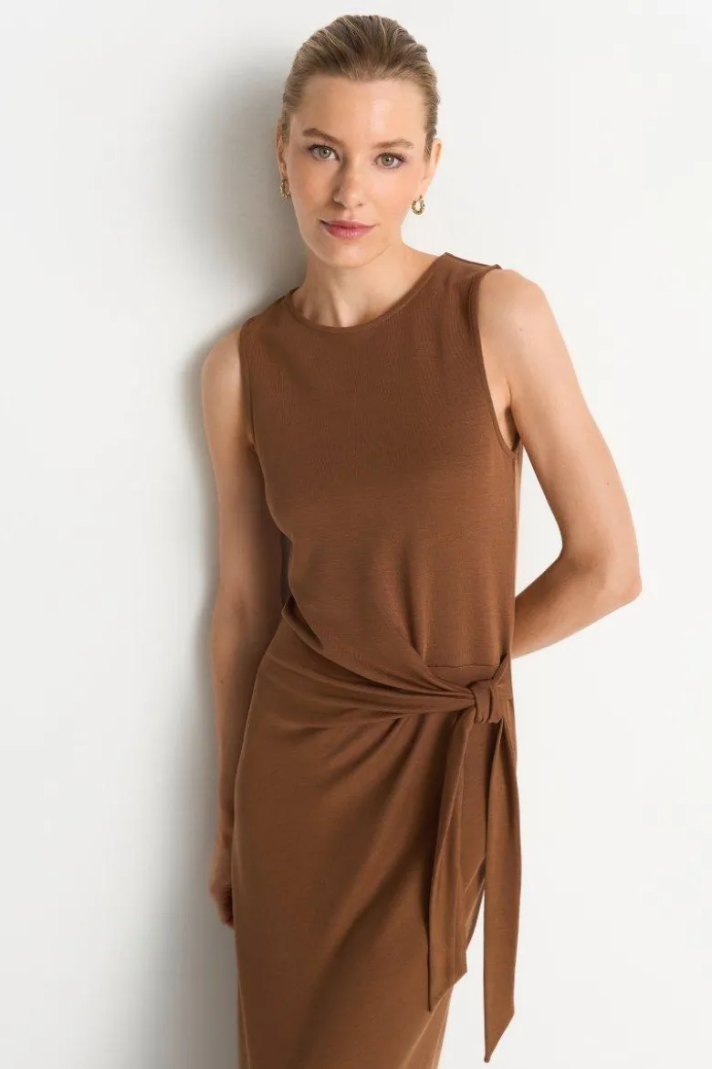 Ärmelloses Maxikleid mit Raffung