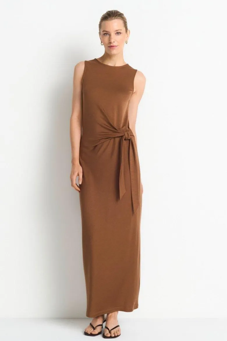 Ärmelloses Maxikleid mit Raffung