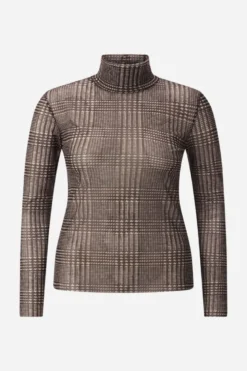 Rollkragen-Longsleeve mit Karo-Print